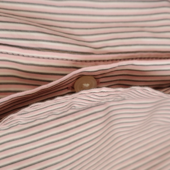 Pink/grey striped Gap maternity shirt dress with pockets in size medium, NWT - Picture 5 of 14